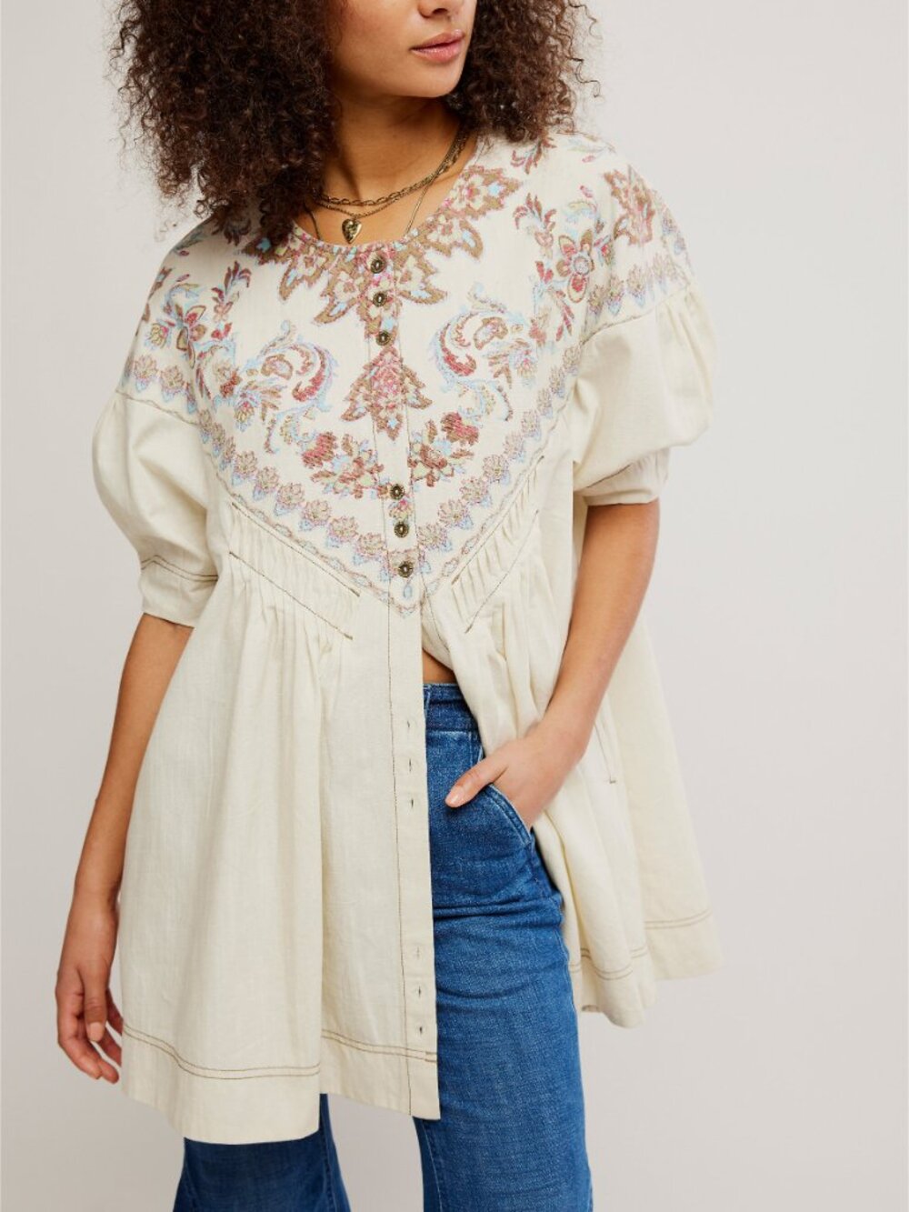 FREE PEOPLE Orson Mini Dress / Ivory Combo - Picture 5 of 9
